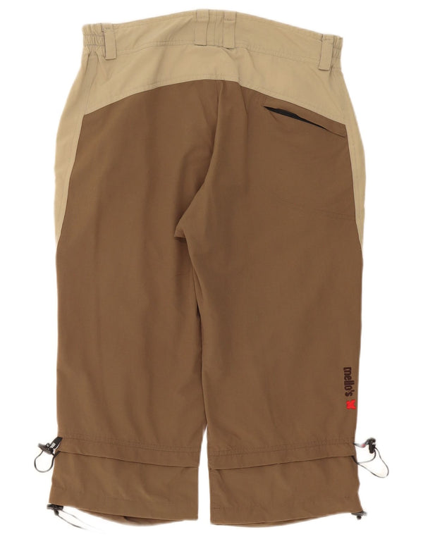 MELLO'S Womens Cargo Capri Trousers IT 48 XL W30 L19 Brown Colourblock