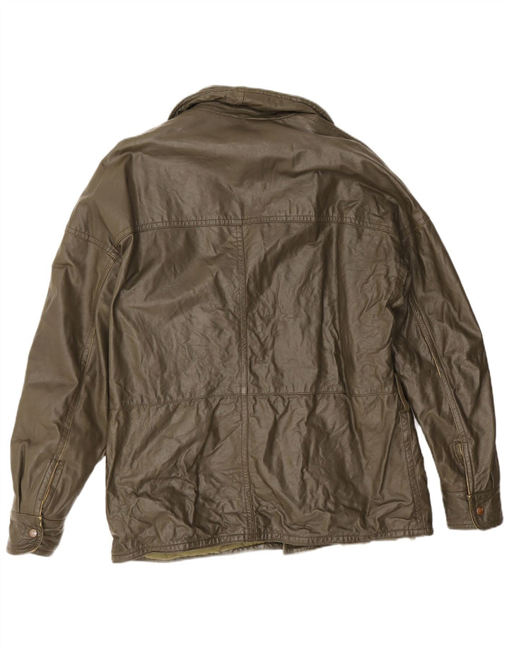 Vintage Ανδρικό Δερμάτινο Μπουφάν IT 50 Large Khaki Leather