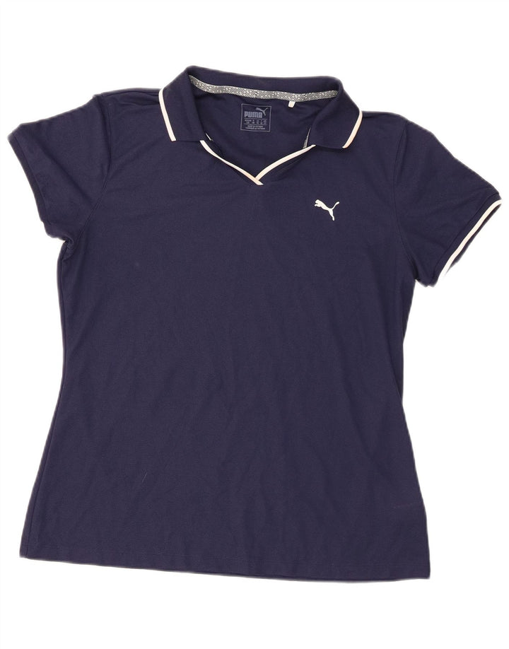 Puma Γυναικείο Πόλο Μπλουζάκι UK 14 Large Navy Blue Polyester