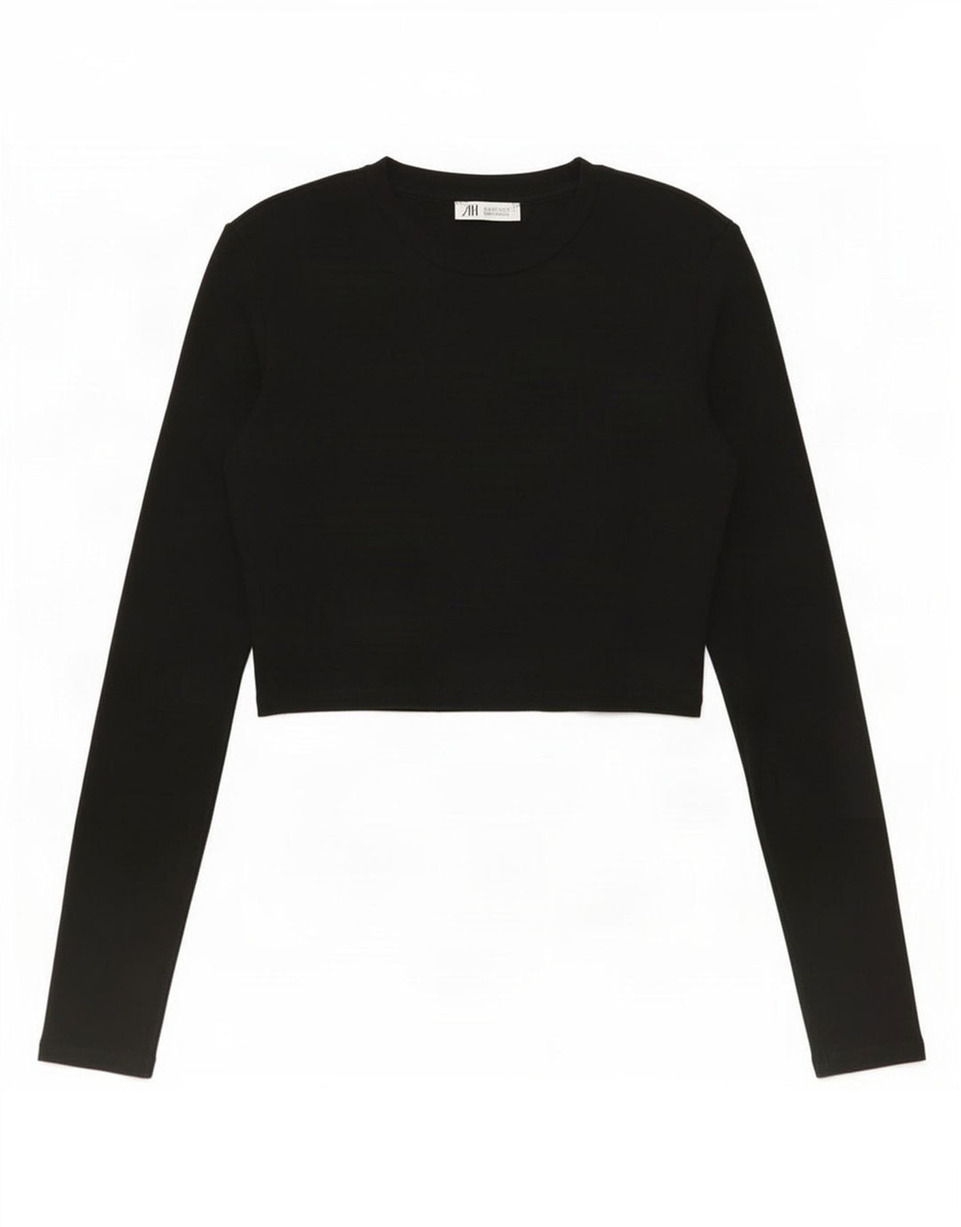 Zara Γυναικείο Crop Top Μακρυμάνικο UK 12 Medium Μαύρο