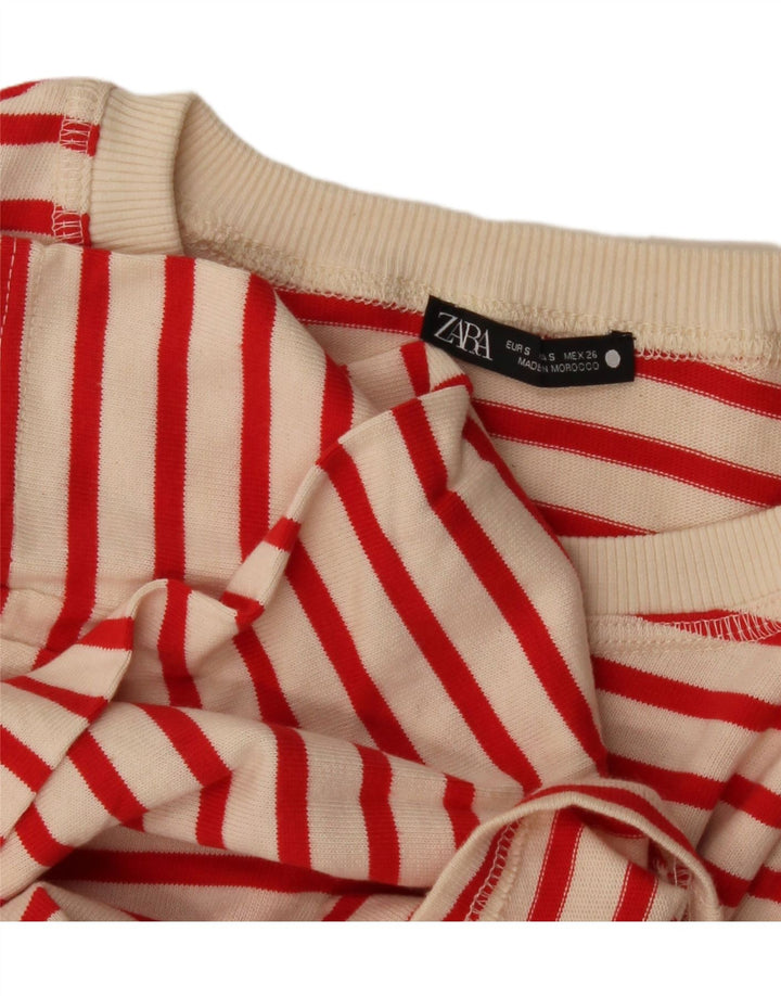 Zara γυναικείο υπερμεγέθη τοπ μακρυμάνικο UK 10 Small Off White ριγέ