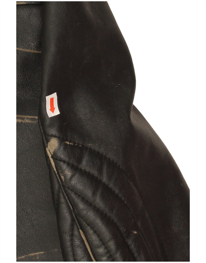 Harro Mens Motorstyle Leather Racer Jacket EU 54 2XL Black Leather