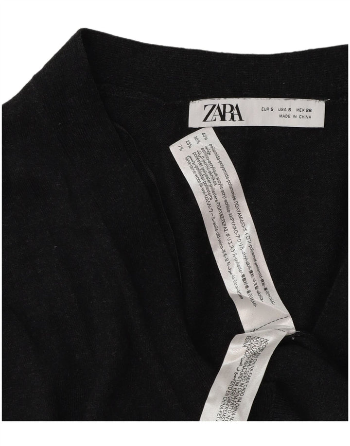 Zara Γυναικείο Longline Ζακέτα πουλόβερ UK 10 Small Grey Polyester