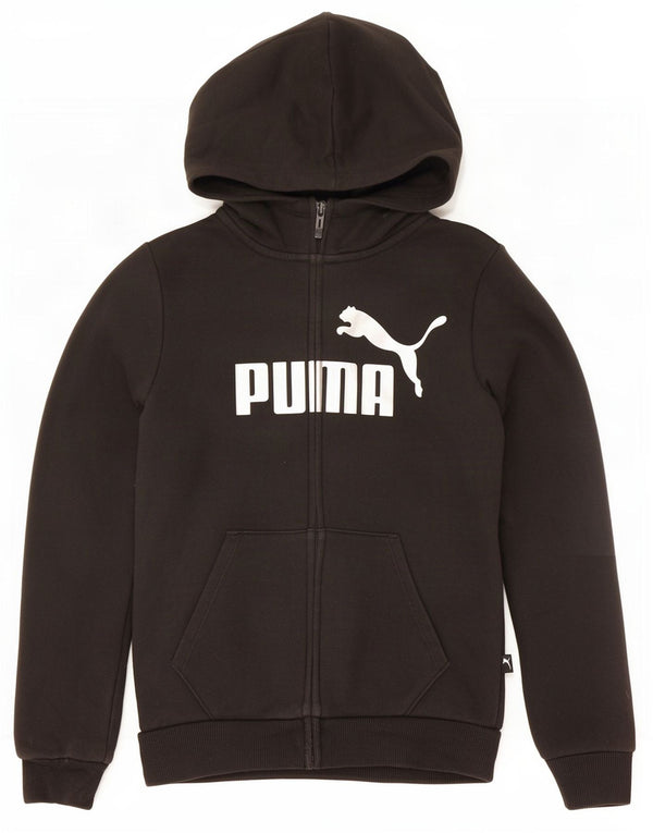 Puma Girls γραφικό πουλόβερ με κουκούλα με φερμουάρ 11-12 ετών μαύρο βαμβακερό