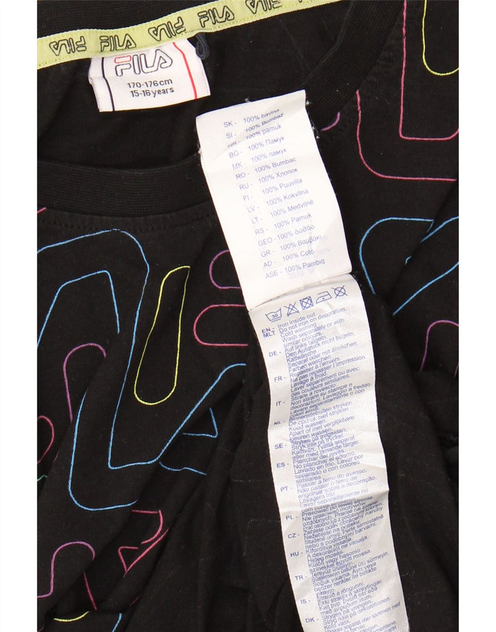 FILA Girls Crop Graphic T-Shirt Top 15-16 ετών μαύρο βαμβακερό