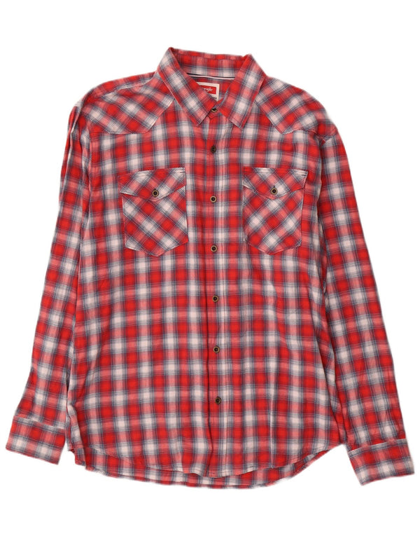 Ανδρικό πουκάμισο Wrangler Western Flannel XL Red Check Cotton