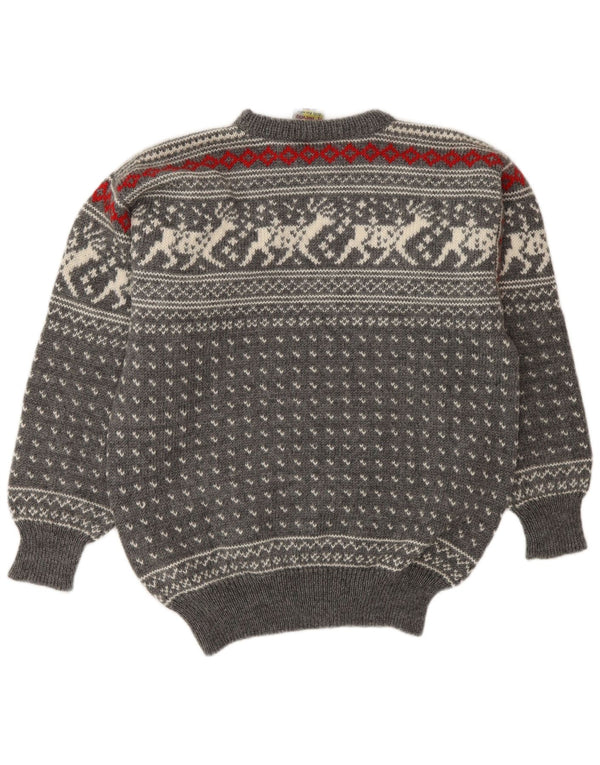 Ανδρικό πουλόβερ με λαιμόκοψη Dale of Norway Medium Grey Fair Isle Wool