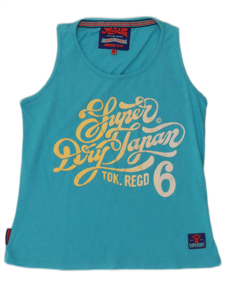 Γυναικείο γραφικό γιλέκο SUPERDRY τοπ UK 12 μεσαίο μπλε βαμβακερό