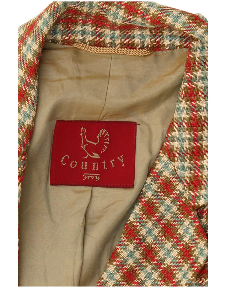 Country γυναικείο μπουφάν σακάκι με 3 κουμπιά UK 14 Large Red Check