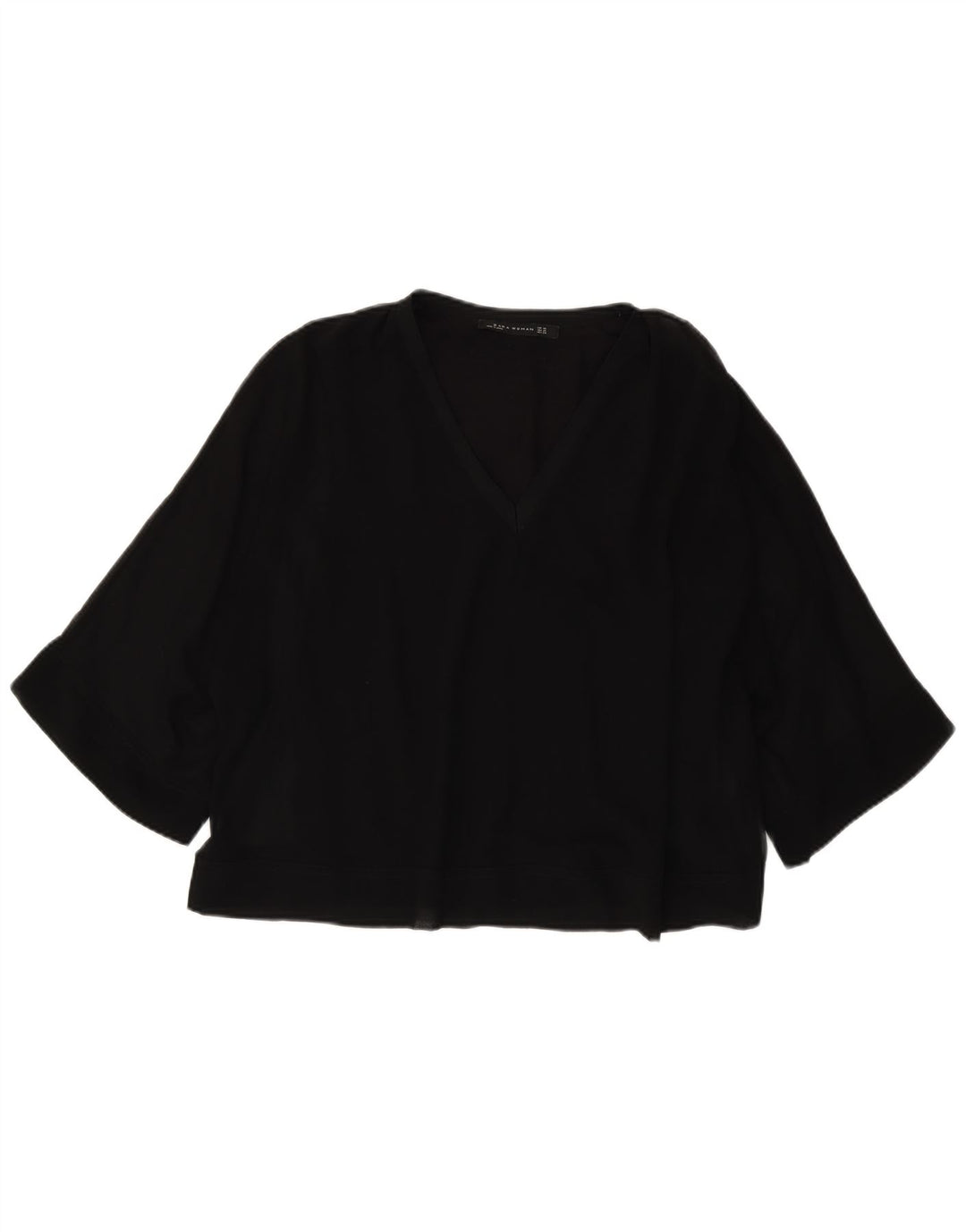 Zara Γυναικεία 3/4 Μπλούζα Oversized Μπλούζα UK 6 XS Μαύρο Πολυεστέρας