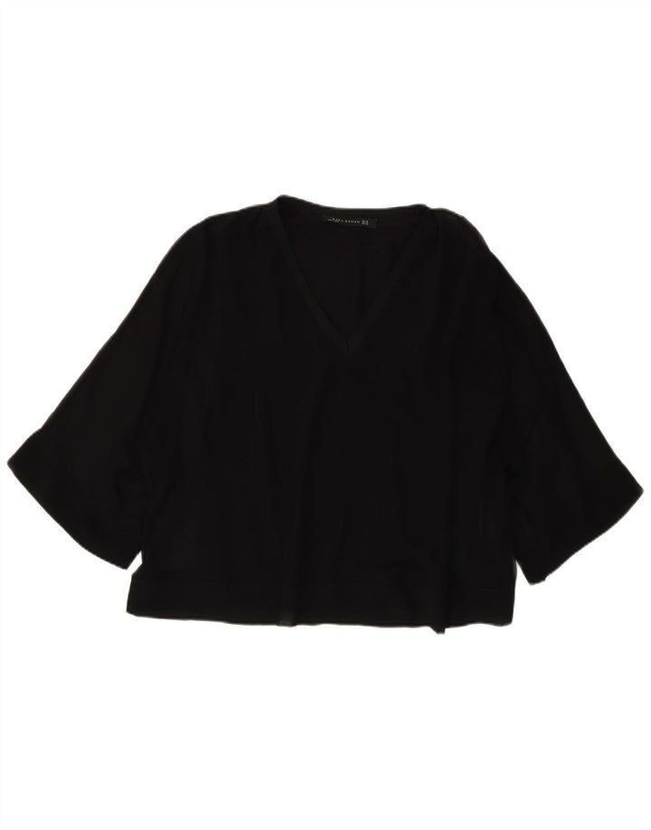 Zara Γυναικεία 3/4 Μπλούζα Oversized Μπλούζα UK 6 XS Μαύρο Πολυεστέρας