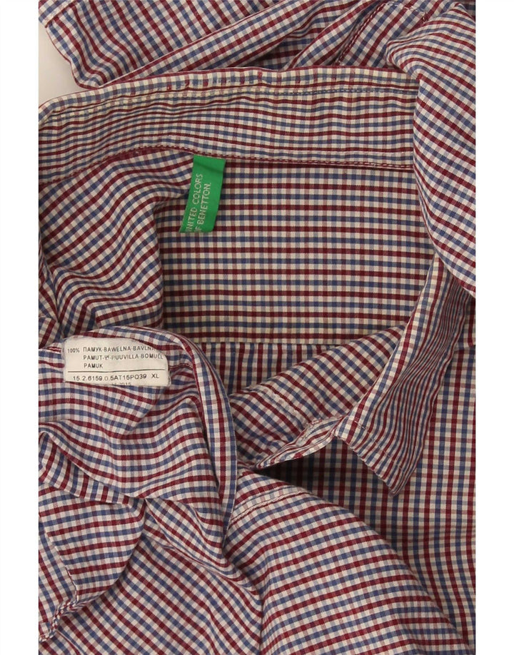 Ανδρικό πουκάμισο Benetton XL πολύχρωμο βαμβακερό καρό