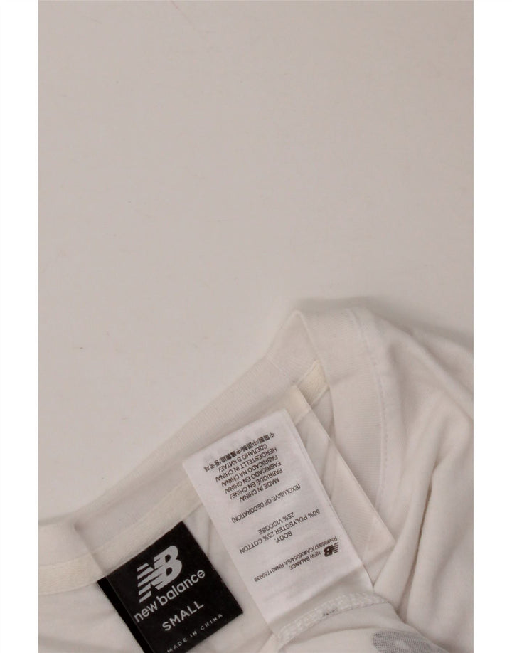 Γυναικείο γραφικό μπλουζάκι NEW BALANCE Top UK 10 Small White βαμβακερό