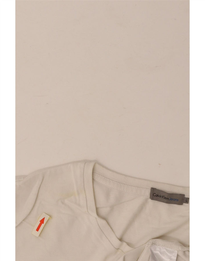 Ανδρικό γραφικό μπλουζάκι CALVIN KLEIN JEANS Μπλουζάκι μεγάλο λευκό βαμβακερό