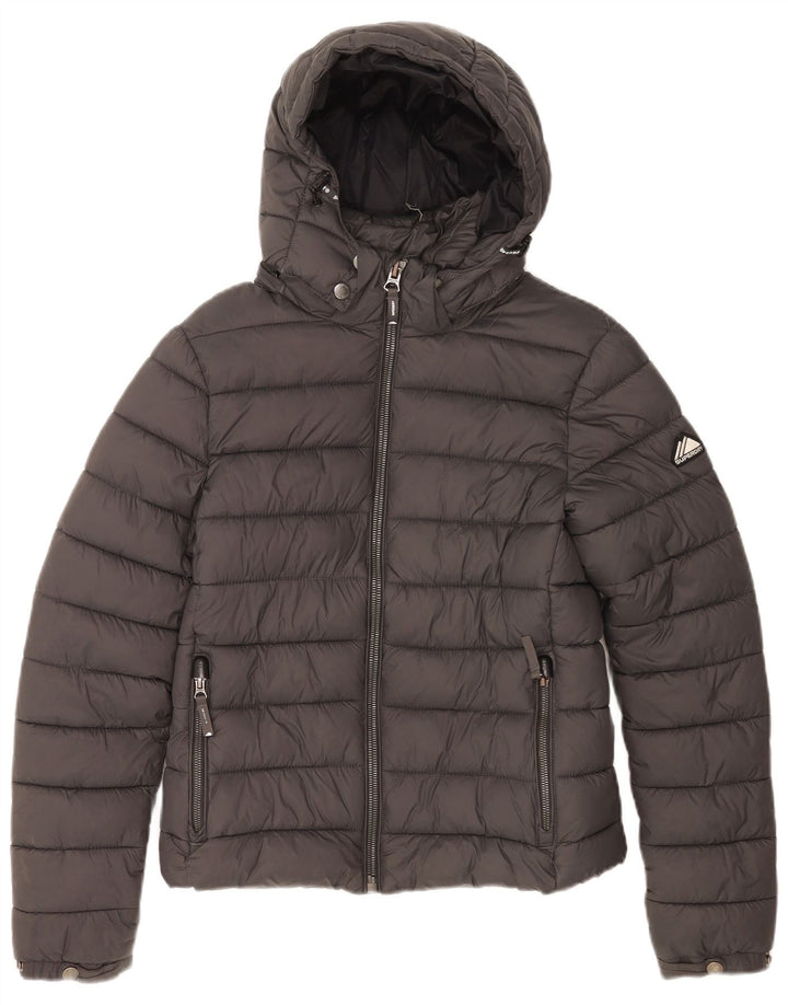 Superdry γυναικείο μπουφάν με κουκούλα UK 10 Small Grey Nylon