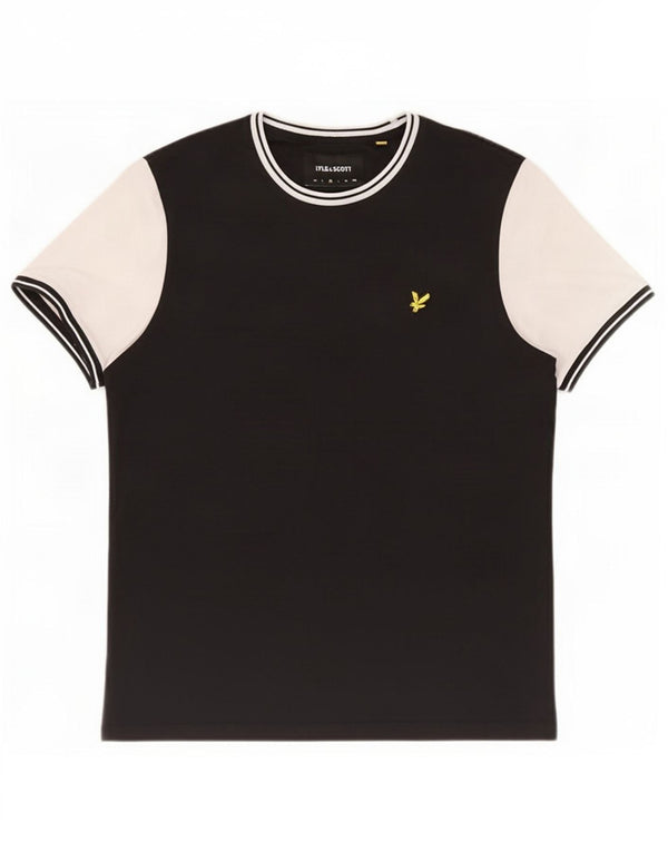 Lyle & Scott Mens T-Shirt Top Medium Black Colourblock Cotton