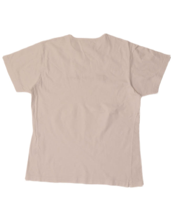 Champion Γυναικείο γραφικό T-Shirt Top UK 16 μεγάλο λευκό βαμβακερό