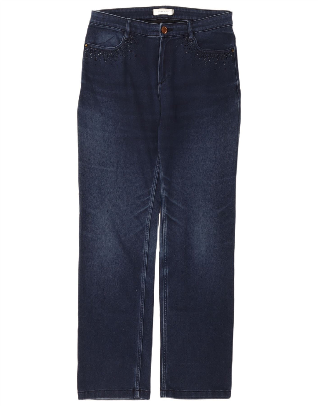 Marks & Spencer Γυναικεία Straight Jeans UK 12 Medium W30 L30 Blue Cotton