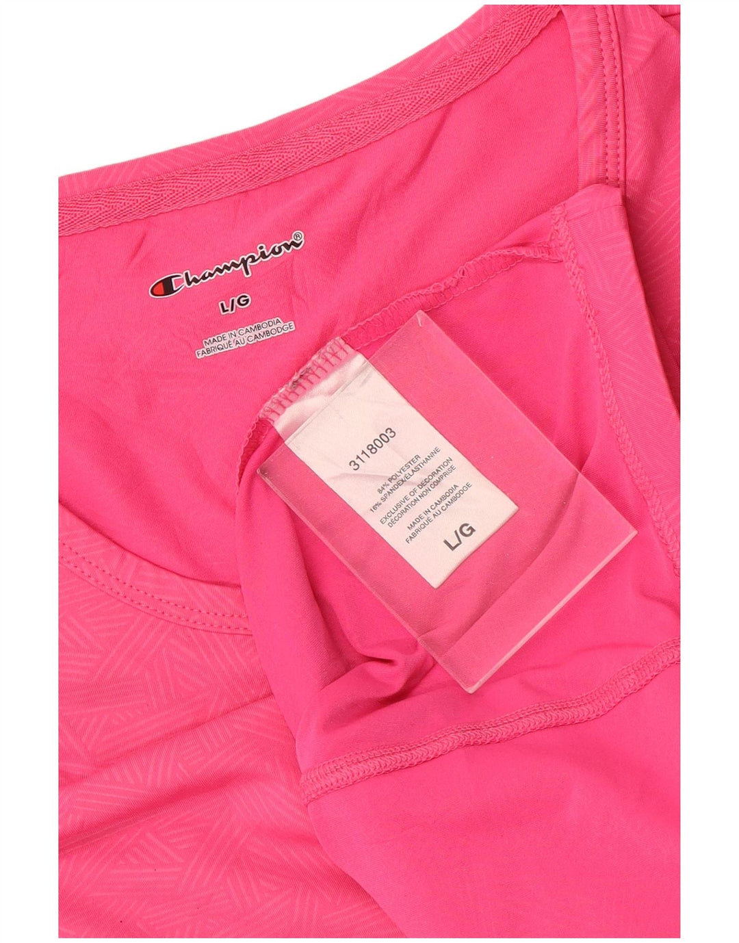 Champion γυναικείο μπλουζάκι τοπ UK 16 μεγάλα ροζ γεωμετρικά αθλήματα από πολυεστέρα