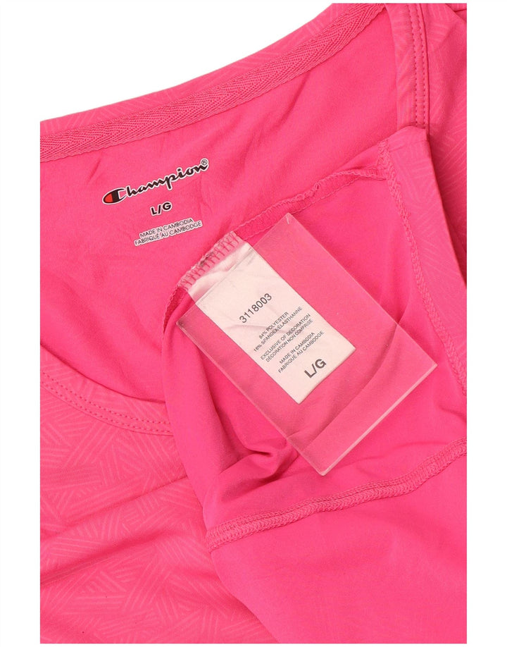 Champion γυναικείο μπλουζάκι τοπ UK 16 μεγάλα ροζ γεωμετρικά αθλήματα από πολυεστέρα