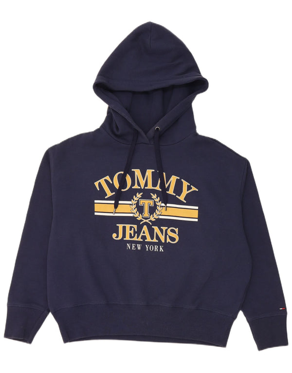 Tommy Hilfiger Γυναικείο Γραφικό Hoodie Jumper UK 14 Medium Navy Blue