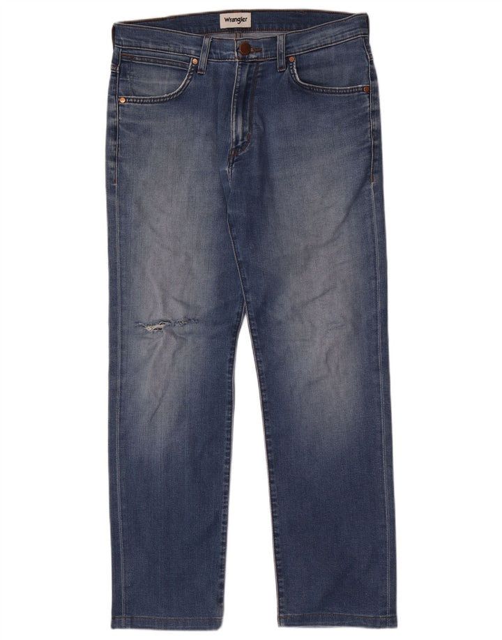 Ανδρικό τζιν Wrangler Distressed Straight W32 L30 Blue