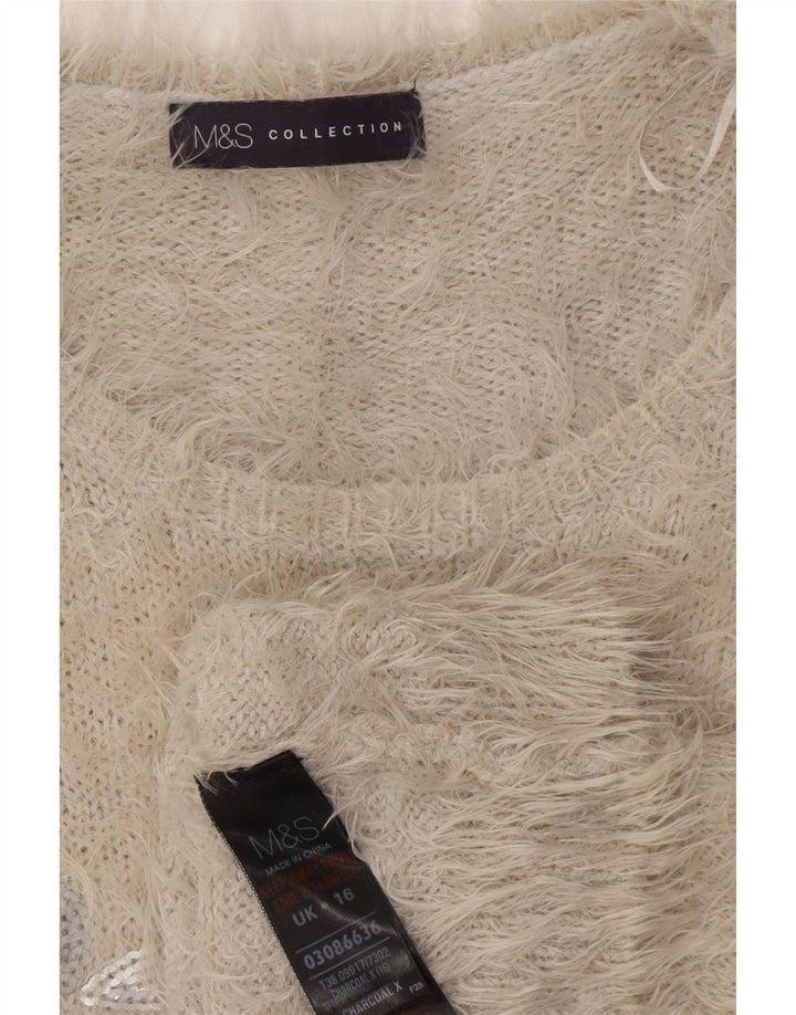 Marks & Spencer Γυναικείο πουλόβερ με λαιμόκαυστο UK 16 Large Grey Floral