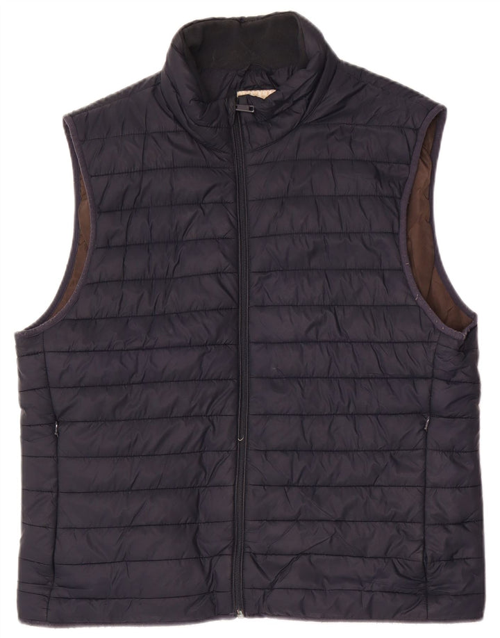 Zara Ανδρικό padded Gilet UK 40 Large Navy Blue Polyester