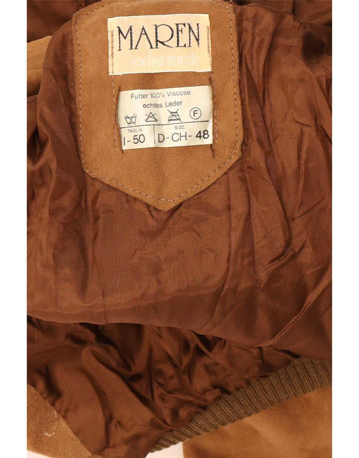 Maren Ανδρικό Suede Bomber Jacket IT 50 Large Beige Leather