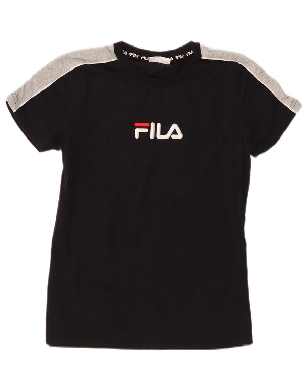 Γυναικείο γραφικό μπλουζάκι Fila Top UK 10 Small Black Colourblock Βαμβακερό