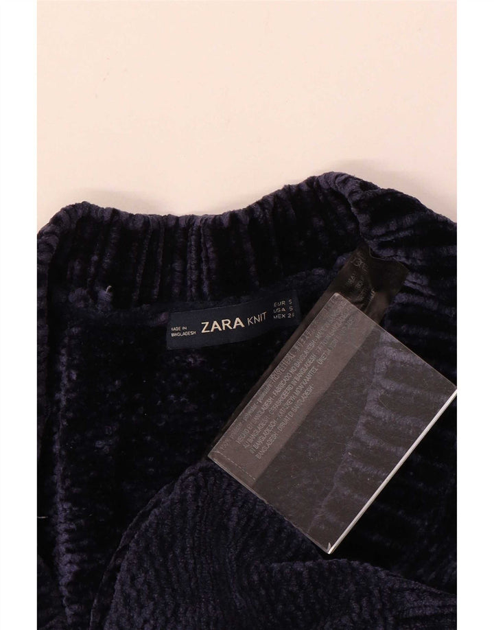 Zara Γυναικείο πουλόβερ με λαιμόκοψη σε μεγάλο μέγεθος UK 10 Small Navy Blue Polyester