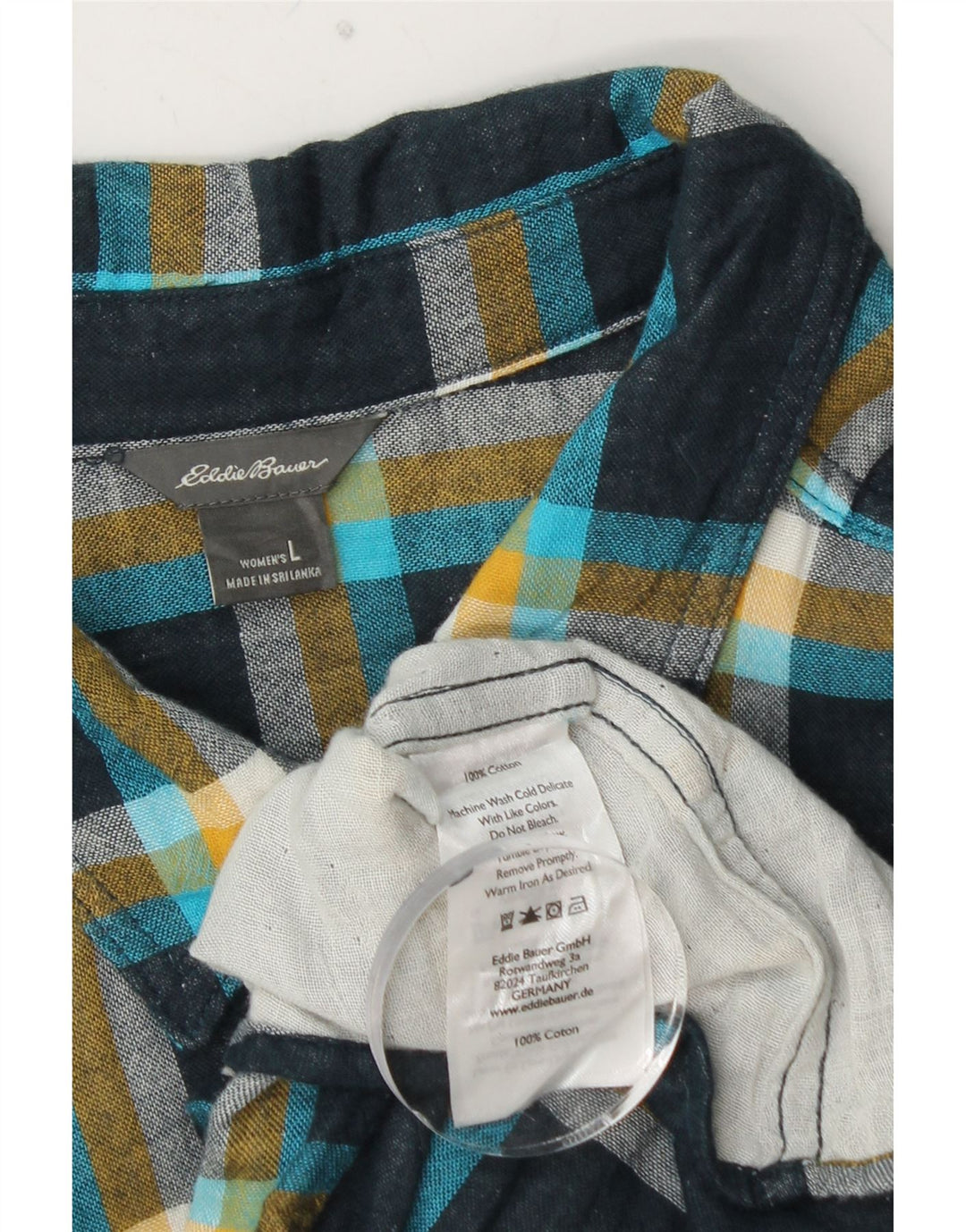 EDDIE BAUER Γυναικείο φανελένιο πουκάμισο UK 16 Μεγάλο μπλε ναυτικό βαμβακερό καρό