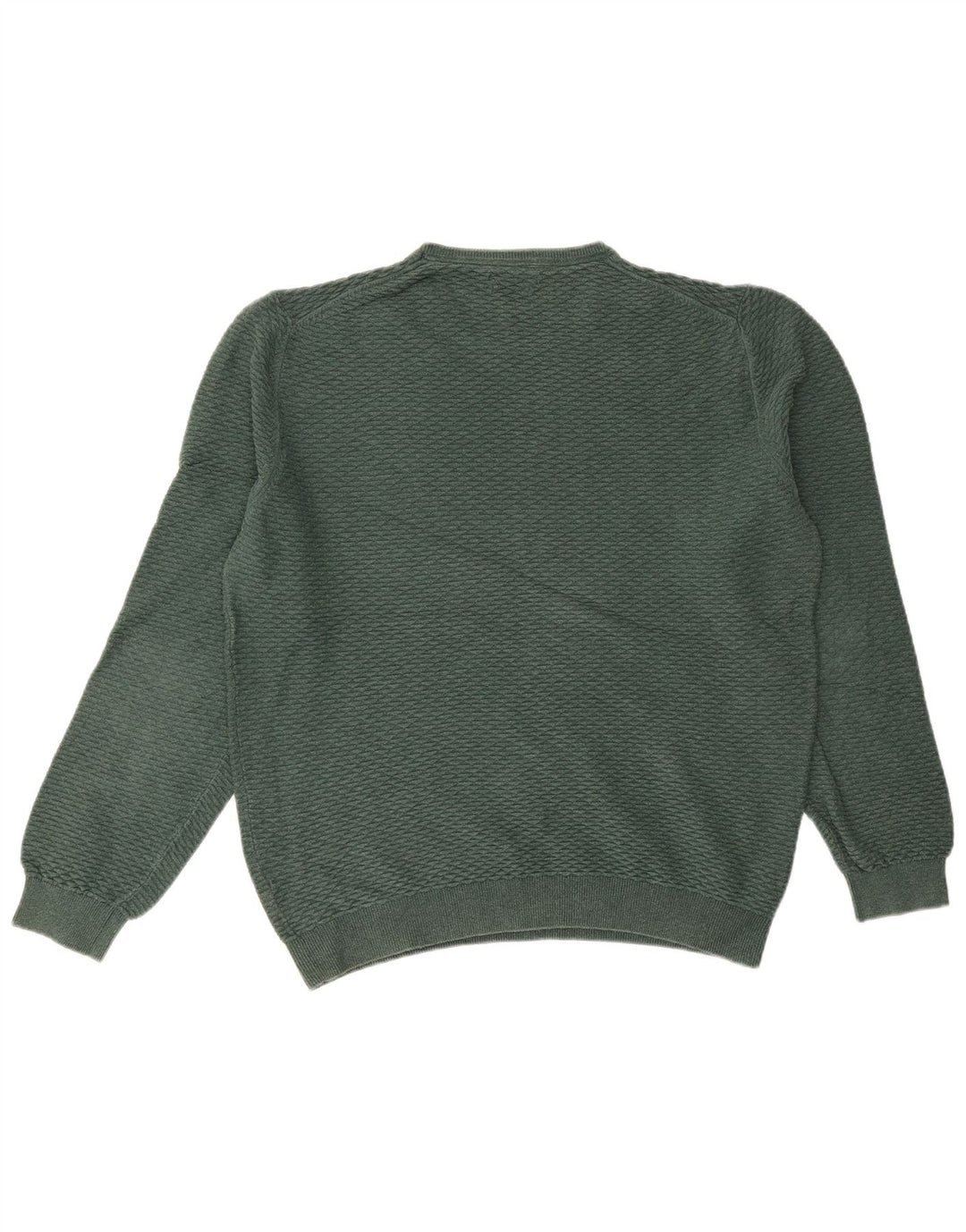 MASSIMO DUTTI Ανδρικό πουλόβερ με λαιμόκοψη 2XL πράσινο βαμβακερό