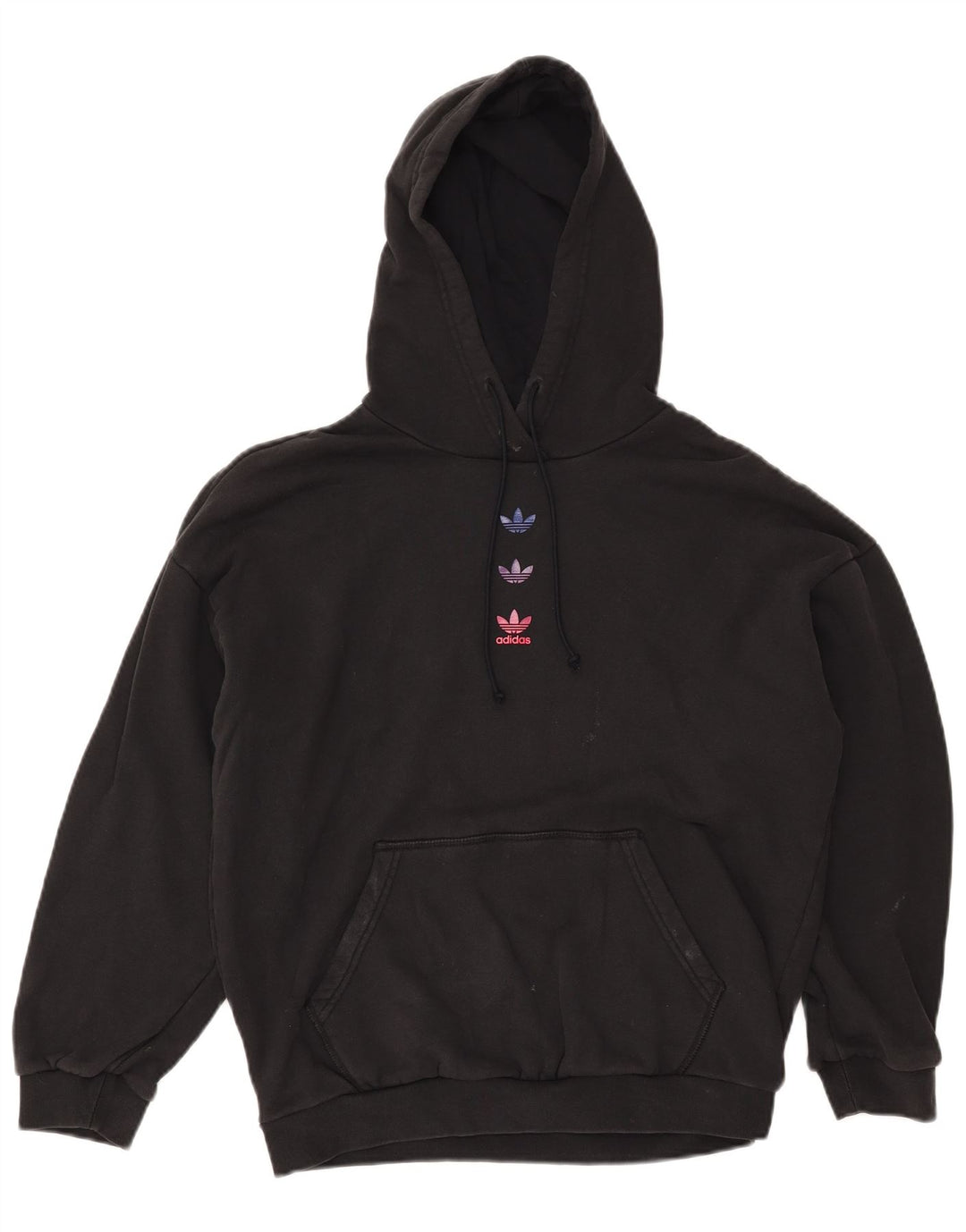 ADIDAS Γυναικεία γραφικά υπερμεγέθη κουκούλα UK 12 μεσαίο μαύρο βαμβακερό