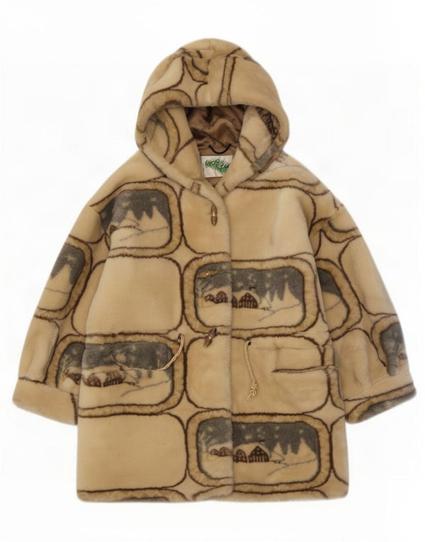 Verde Piu Γυναικείο παλτό με κουκούλα Duffle UK 10 Small Beige Geometric