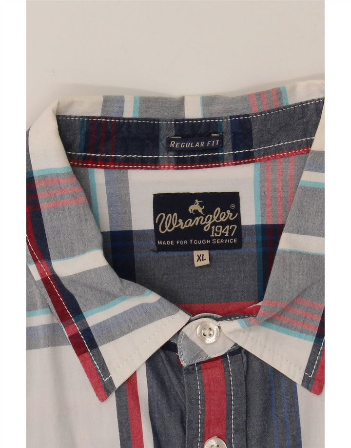 WRANGLER Mens Regular Fit Shirt XL Navy Blue Check Cotton Vintage Wrangler and Second-Hand Wrangler from Messina Hembry 