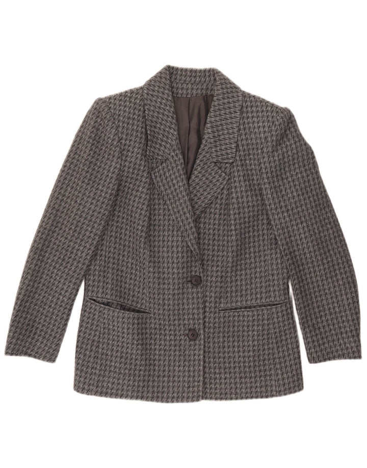 Vintage γυναικείο σακάκι 2 κουμπιών IT 43 Medium Grey Houndstooth