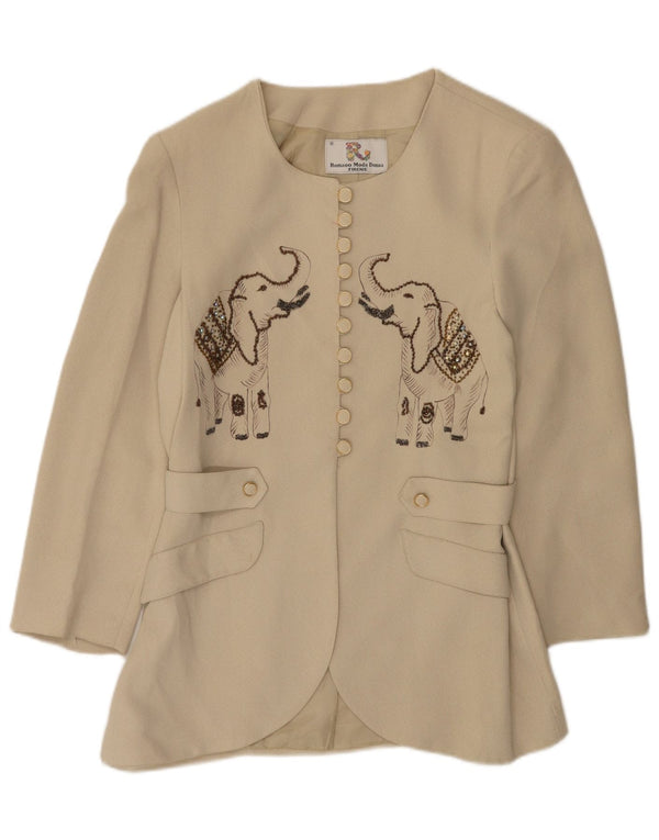 Vintage Γυναικείο γραφικό σακάκι IT 42 Medium Beige Animal Print