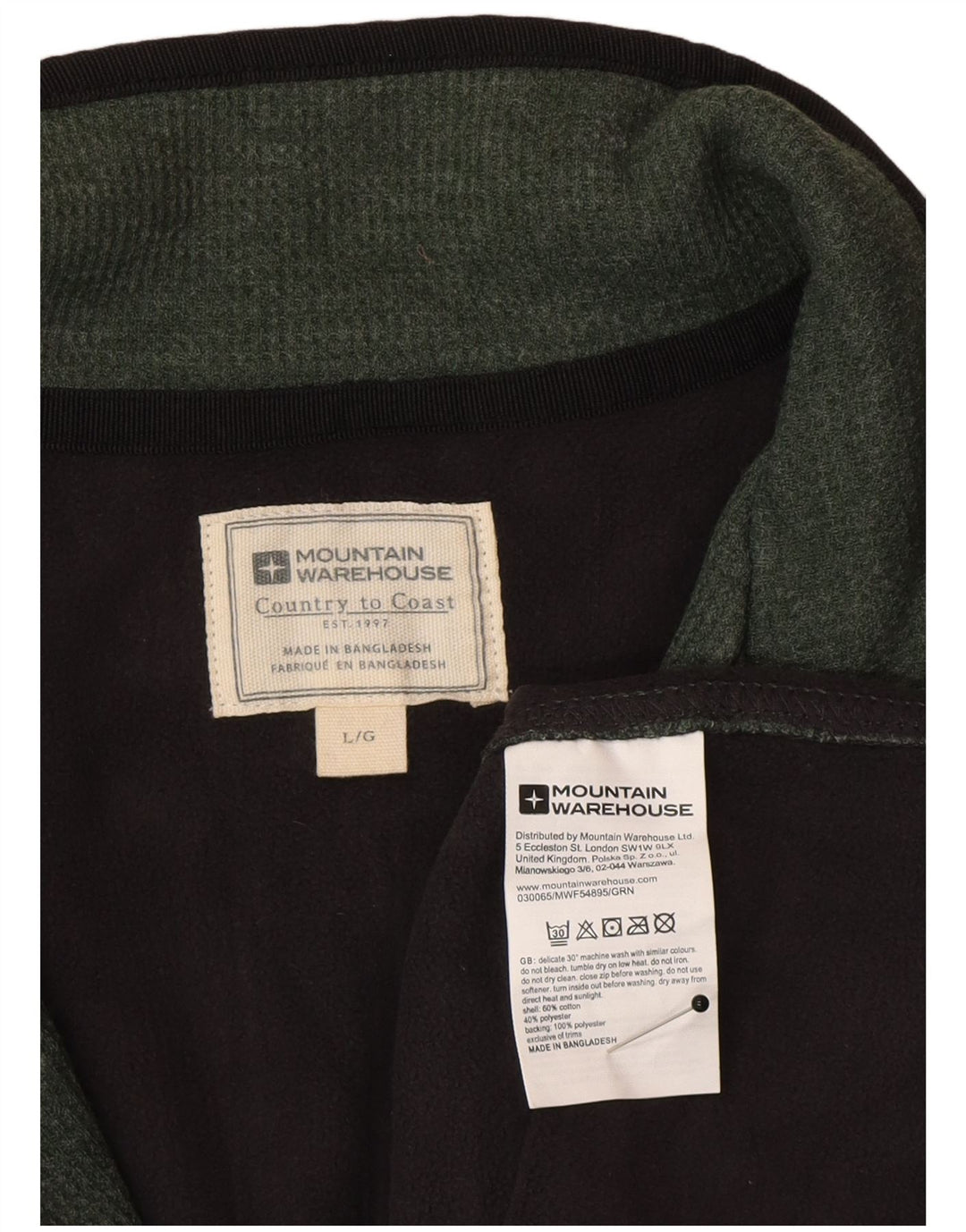 Ανδρικό πουλόβερ με φερμουάρ Mountain Warehouse Μεγάλο πράσινο βαμβακερό