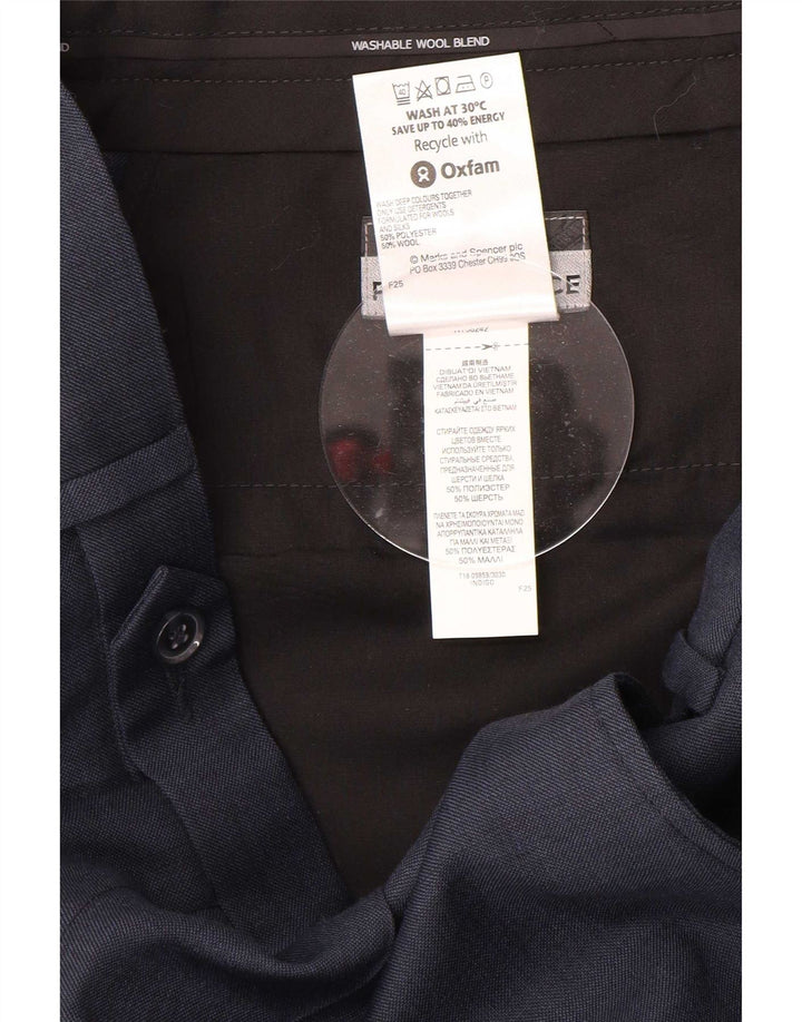 Marks & Spencer Ανδρικό παντελόνι με καρφίτσα W32 L31 Navy Blue Polyester