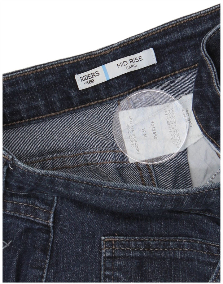 LEE Womens Riders Ψηλόμεσο Capri Jeans US 12 Large W32 L19 Navy Blue
