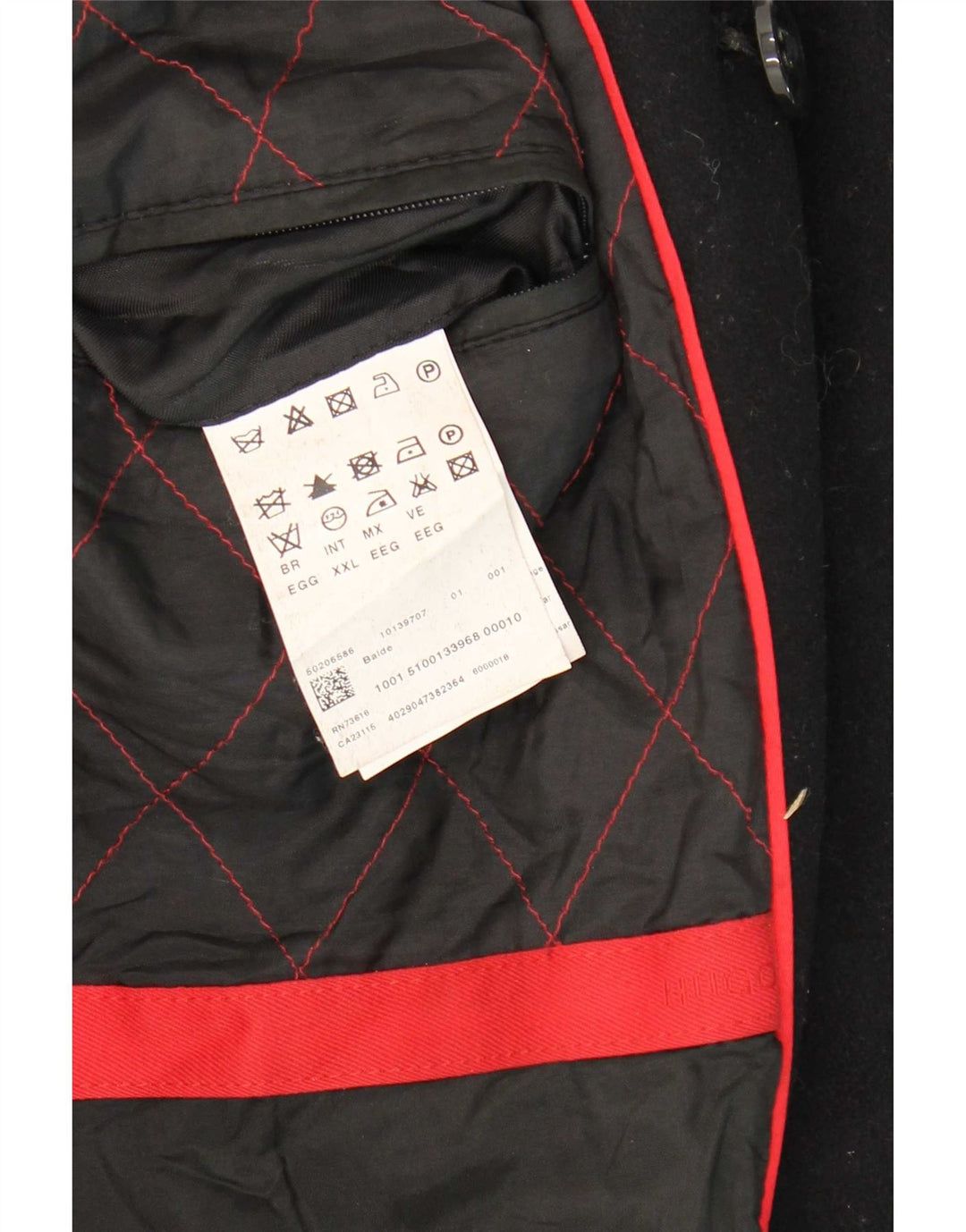 Ανδρικό παλτό μπιζελιού Hugo Boss UK 44 2XL Μαύρο παρθένο μαλλί