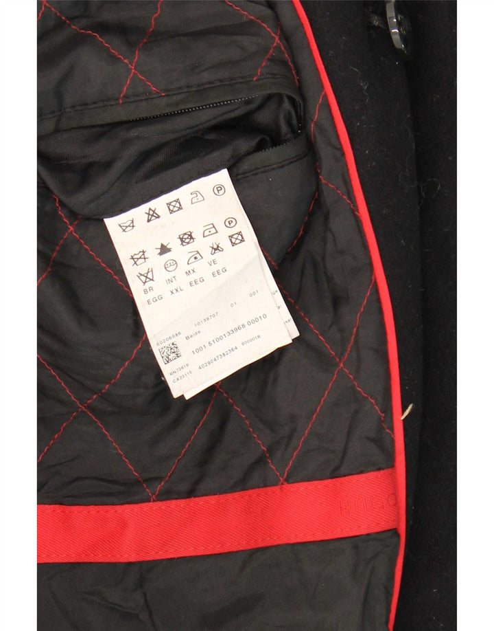 Ανδρικό παλτό μπιζελιού Hugo Boss UK 44 2XL Μαύρο παρθένο μαλλί