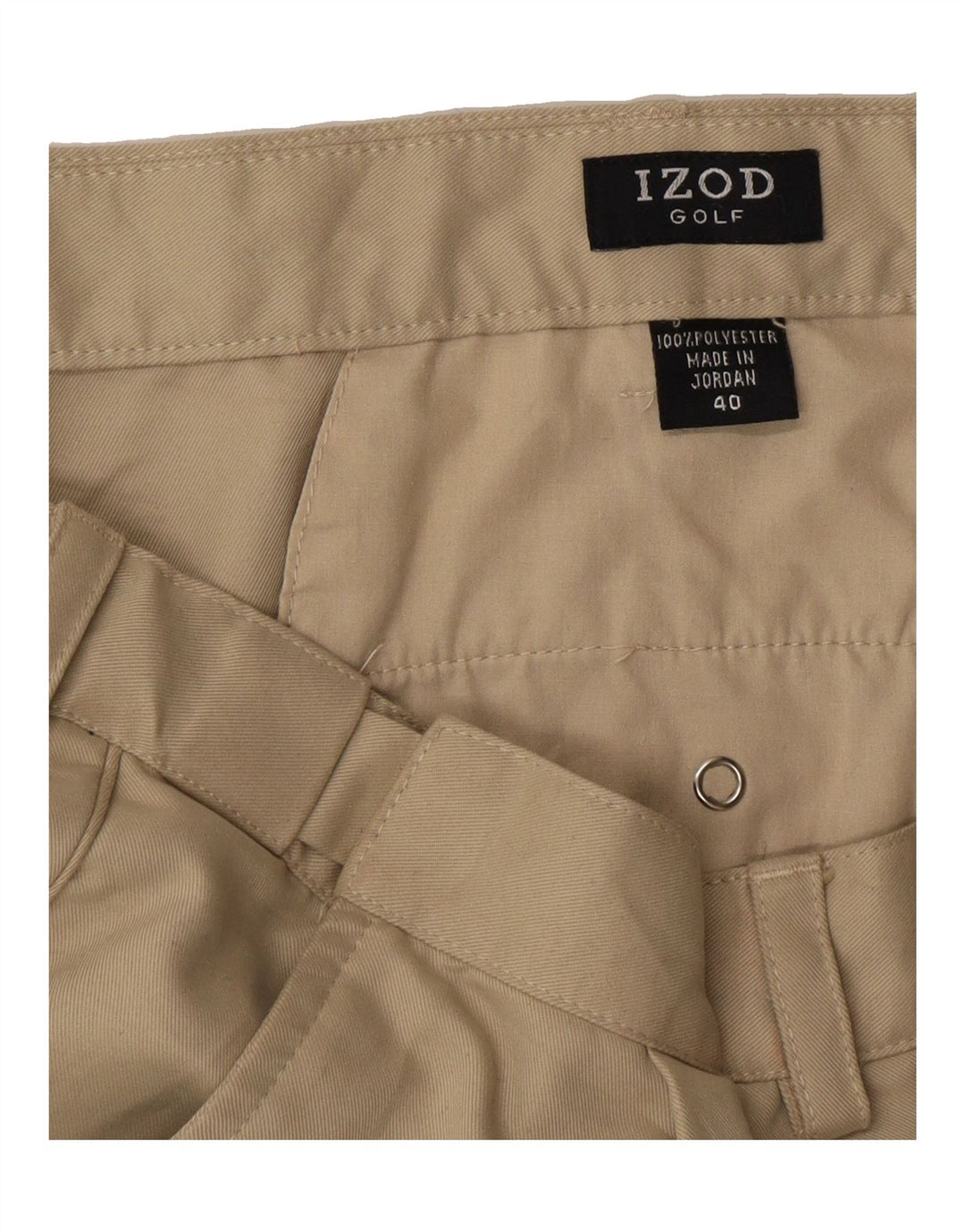 IZOD Mens Pegged Chino Shorts W40 XL Beige Polyester Vintage Izod and Second-Hand Izod from Messina Hembry 