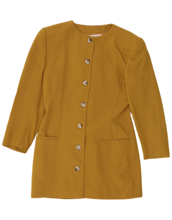 BASILE Γυναικείο Longline 7 κουμπιά Blazer Jacket IT 42 Medium Yellow Wool