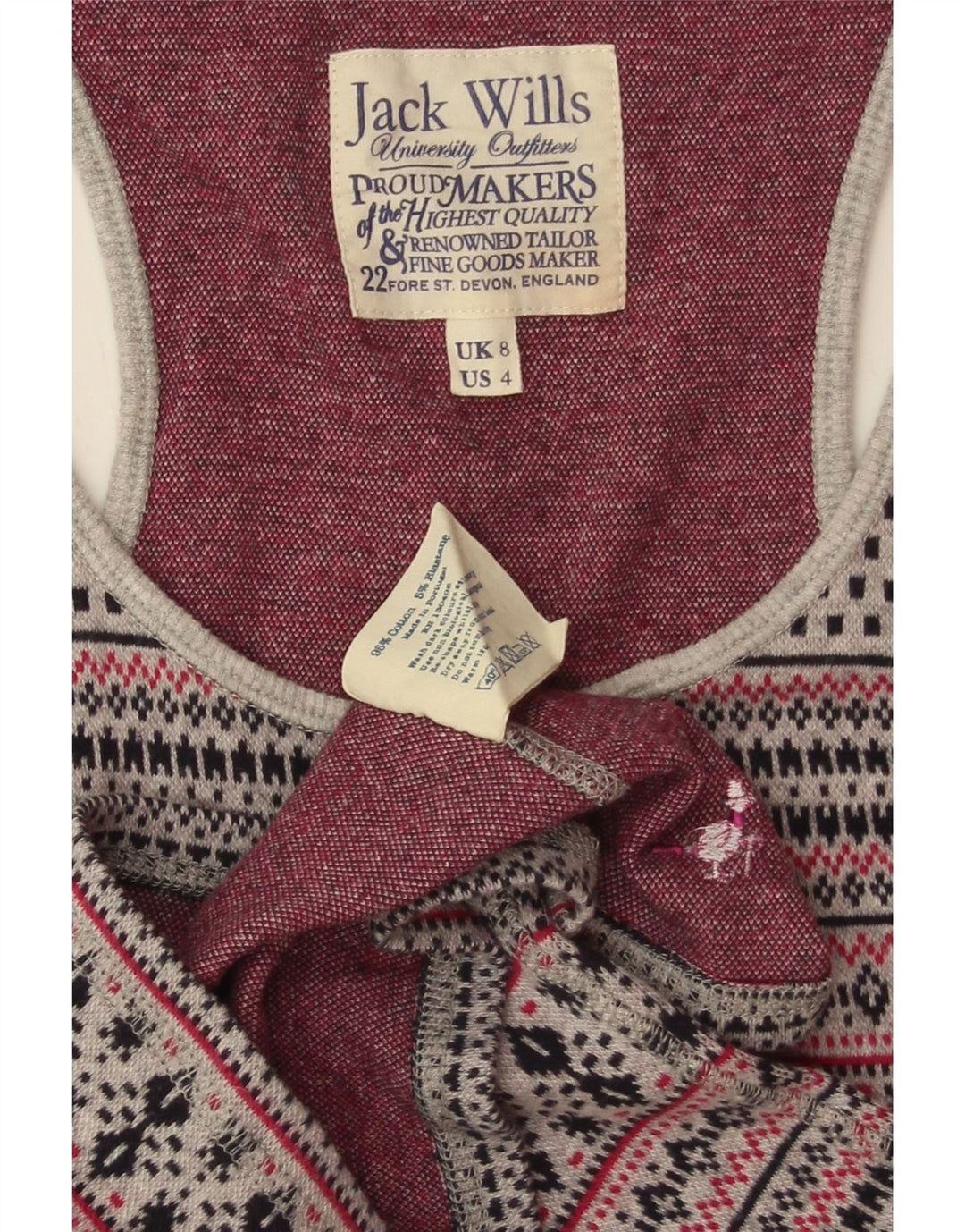 Γυναικείο γιλέκο JACK WILLS UK 8 Small Grey Fair Isle Cotton