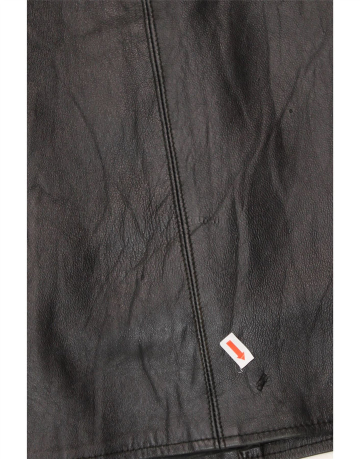 VINTAGE Womens Hooded Leather Coat UK 12 Medium Black Leather Vintage Vintage and Second-Hand Vintage from Messina Hembry 