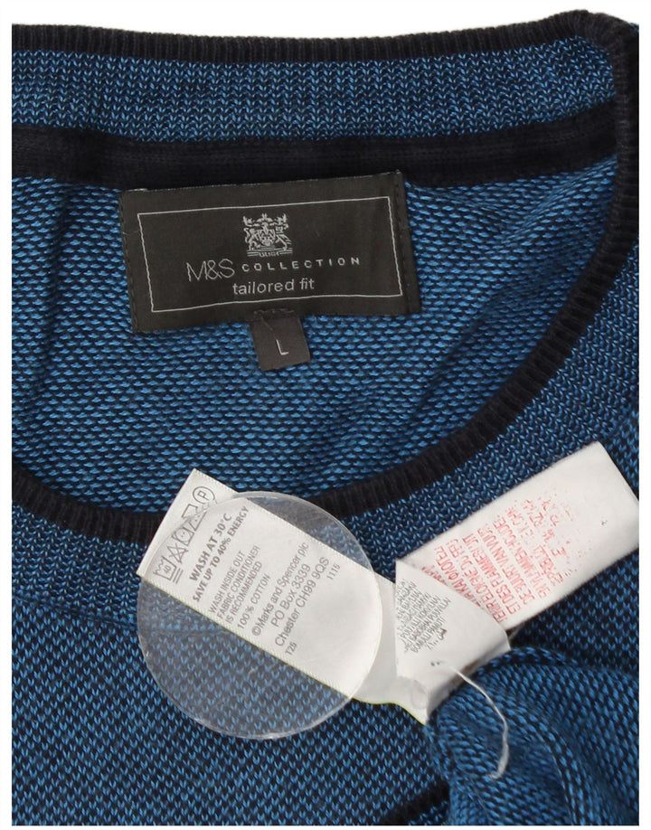 Ανδρικό πουλόβερ Marks & Spencer Tailored Fit Crew Neck Jumper Large Blue