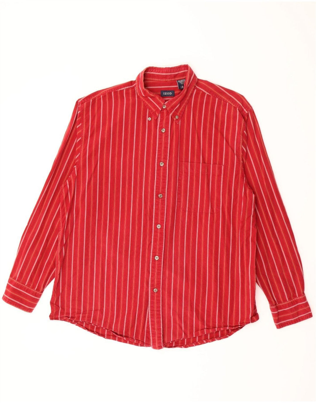 IZOD Mens Shirt Large Red Striped Cotton Vintage Izod and Second-Hand Izod from Messina Hembry 