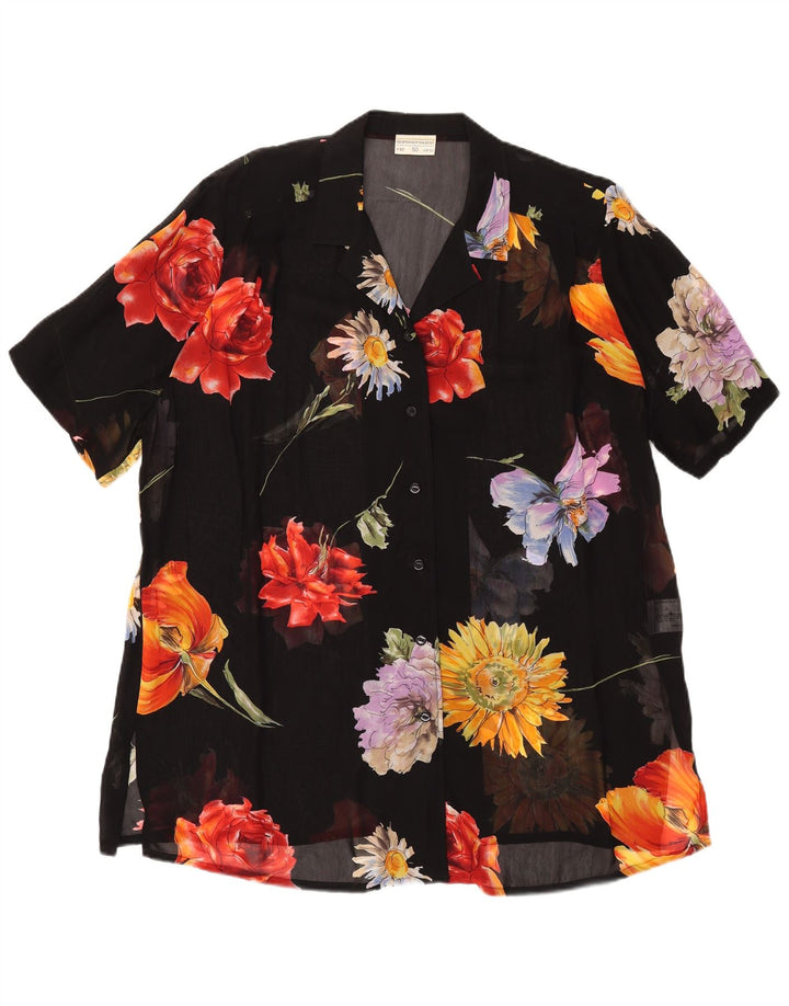 SOMMERMANN Γυναικεία See Through Μπλούζα UK 24 4XL Black Floral